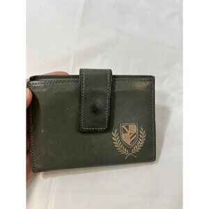 ROLFS Vintage Green Leather Embossed Design ID Credit Card Organizer Wallet